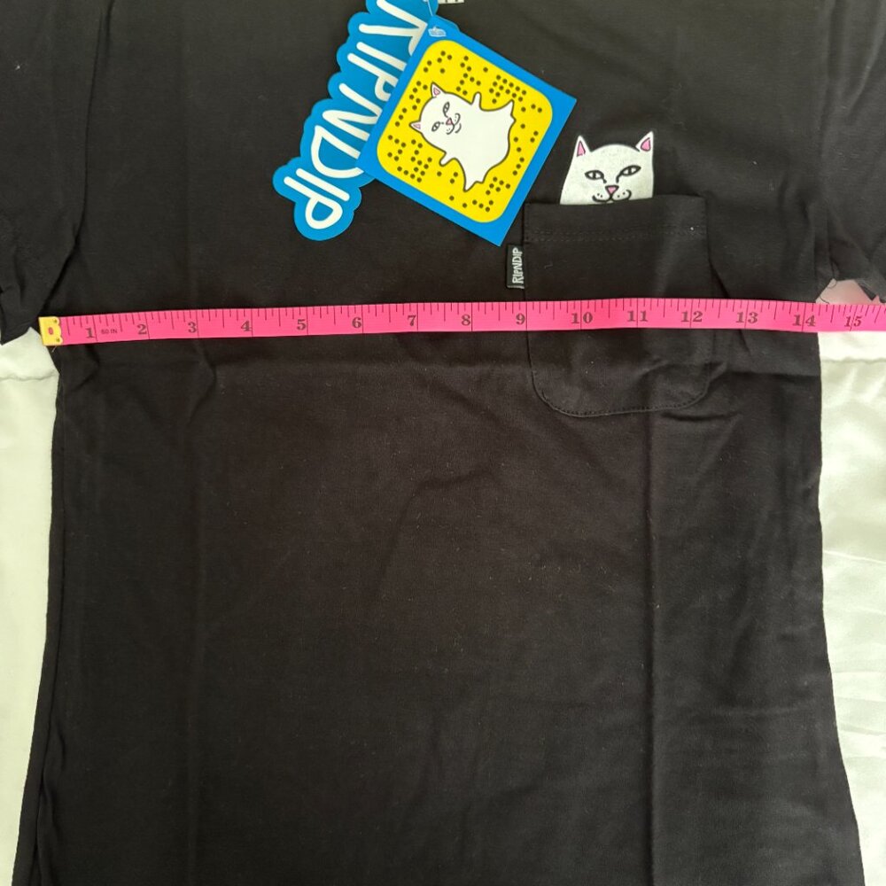 RIPNDIP Lord Nermal Pocket Tee Black Middle Finger Streetwear Cat Size XS New - Picture 5 of 6